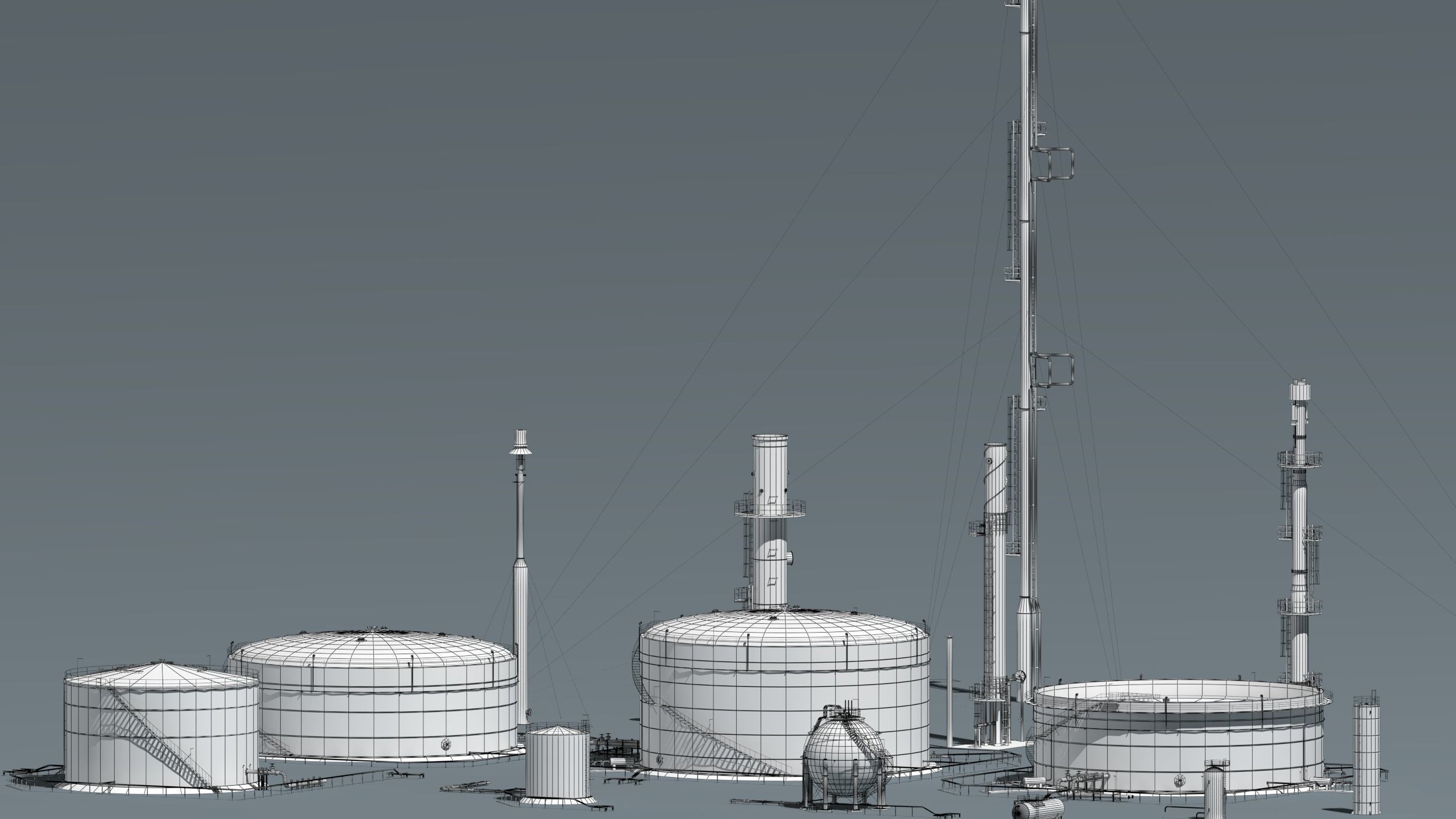 oil tanks and flare stacks  3D model_3