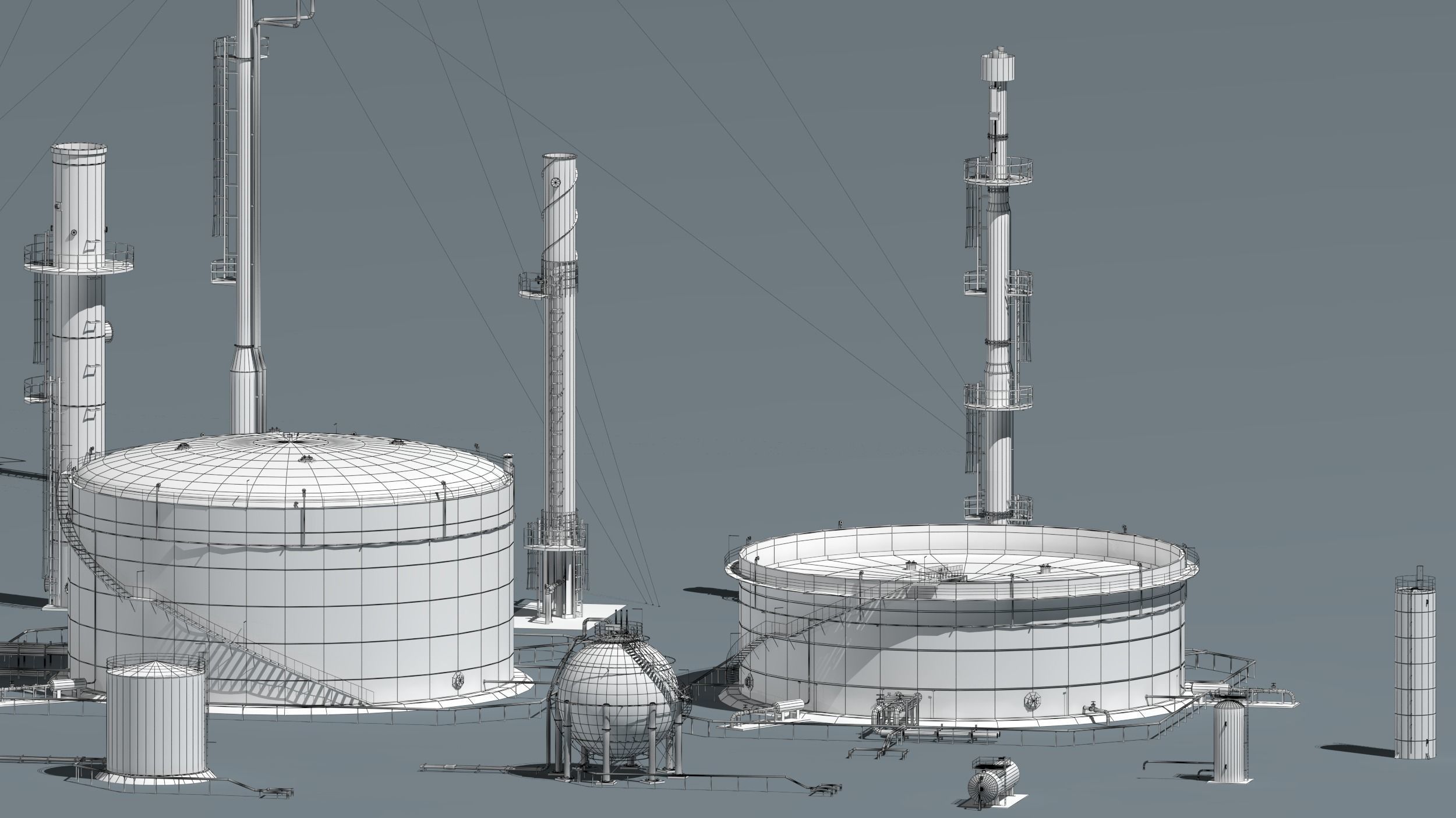 oil tanks and flare stacks  3D model_9