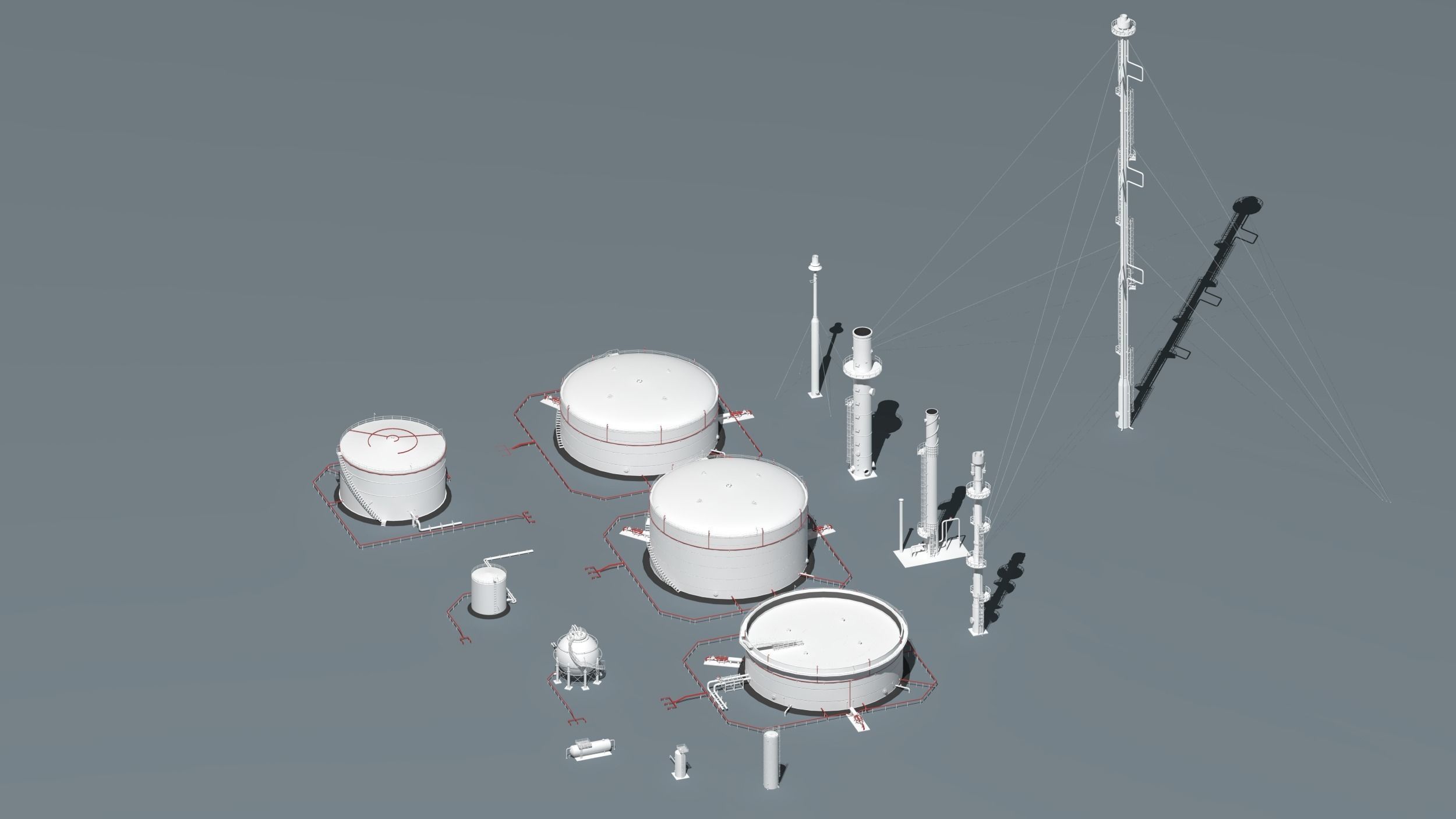 oil tanks and flare stacks  3D model_4