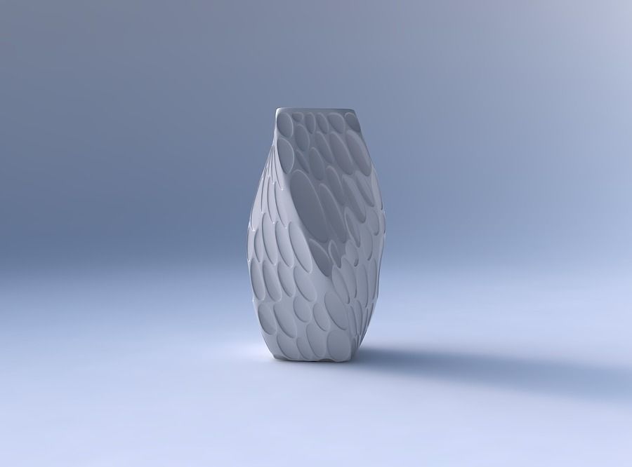 Vase twisted quadratic with bubbles 3D print model_4