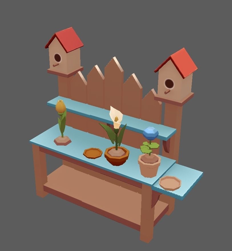 Stylized Vintage Garden Set Low-poly 3D model_4