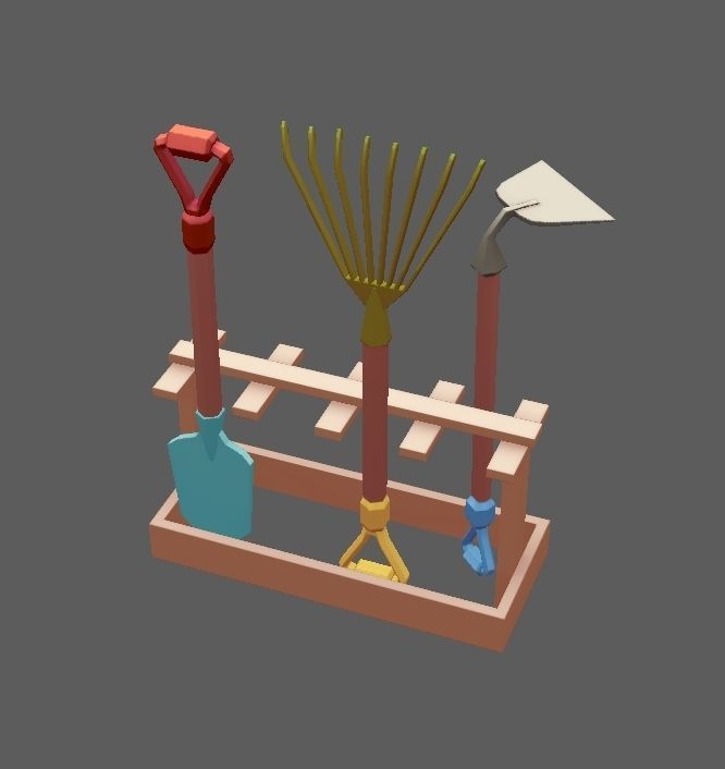 Stylized Vintage Garden Set Low-poly 3D model_6