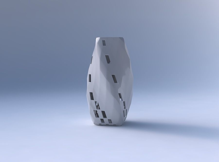 Vase twisted quadratic with checker grid lattice 3 3D print model_4