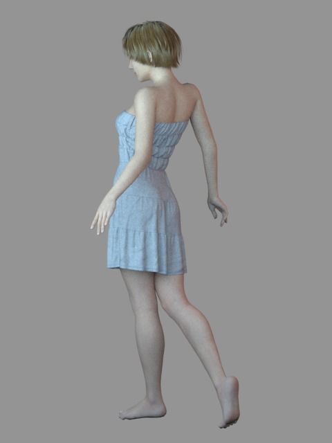 Free Women Casual Dress - 43 Marvelous Designer and Clo3D Free 3D model_8