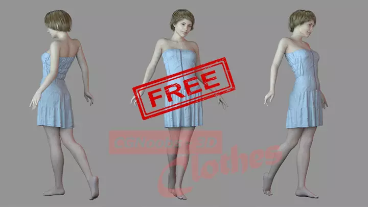 Free Women Casual Dress - 43 Marvelous Designer and Clo3D Free 3D model_0