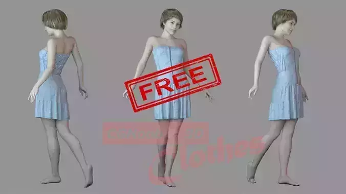 Free Women Casual Dress - 43 Marvelous Designer and Clo3D Free 3D model