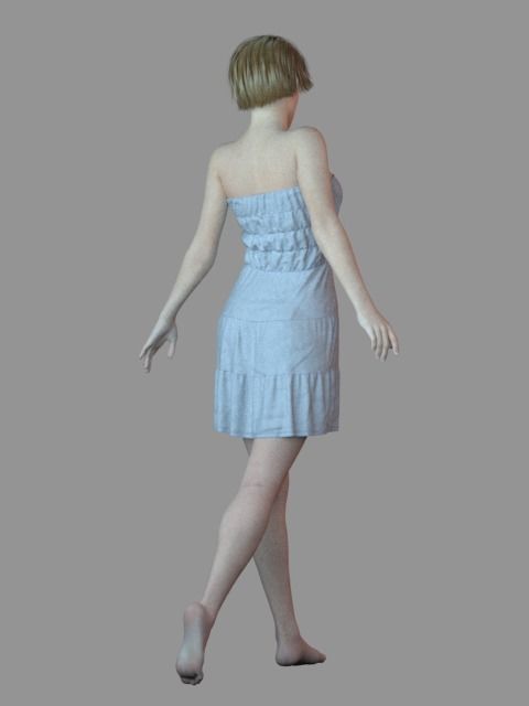 Free Women Casual Dress - 43 Marvelous Designer and Clo3D Free 3D model_6