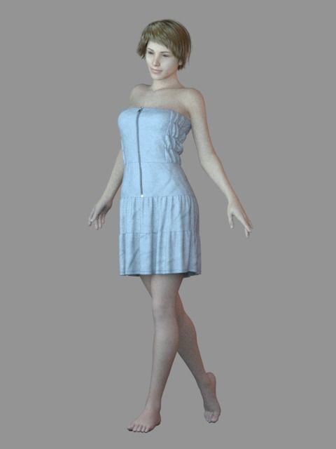 Free Women Casual Dress - 43 Marvelous Designer and Clo3D Free 3D model_10