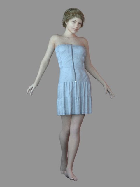 Free Women Casual Dress - 43 Marvelous Designer and Clo3D Free 3D model_3