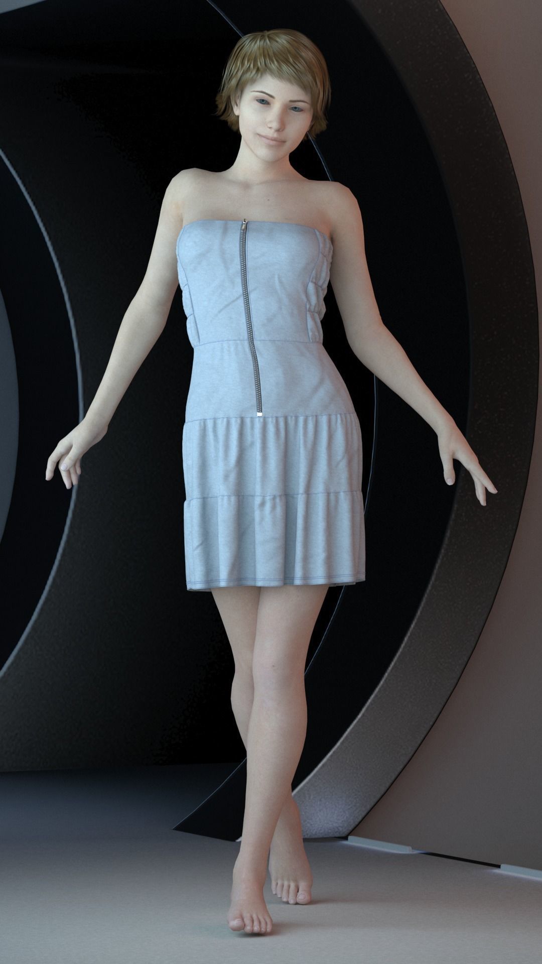 Free Women Casual Dress - 43 Marvelous Designer and Clo3D Free 3D model_2