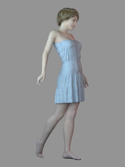 Free Women Casual Dress - 43 Marvelous Designer and Clo3D Free 3D model_4