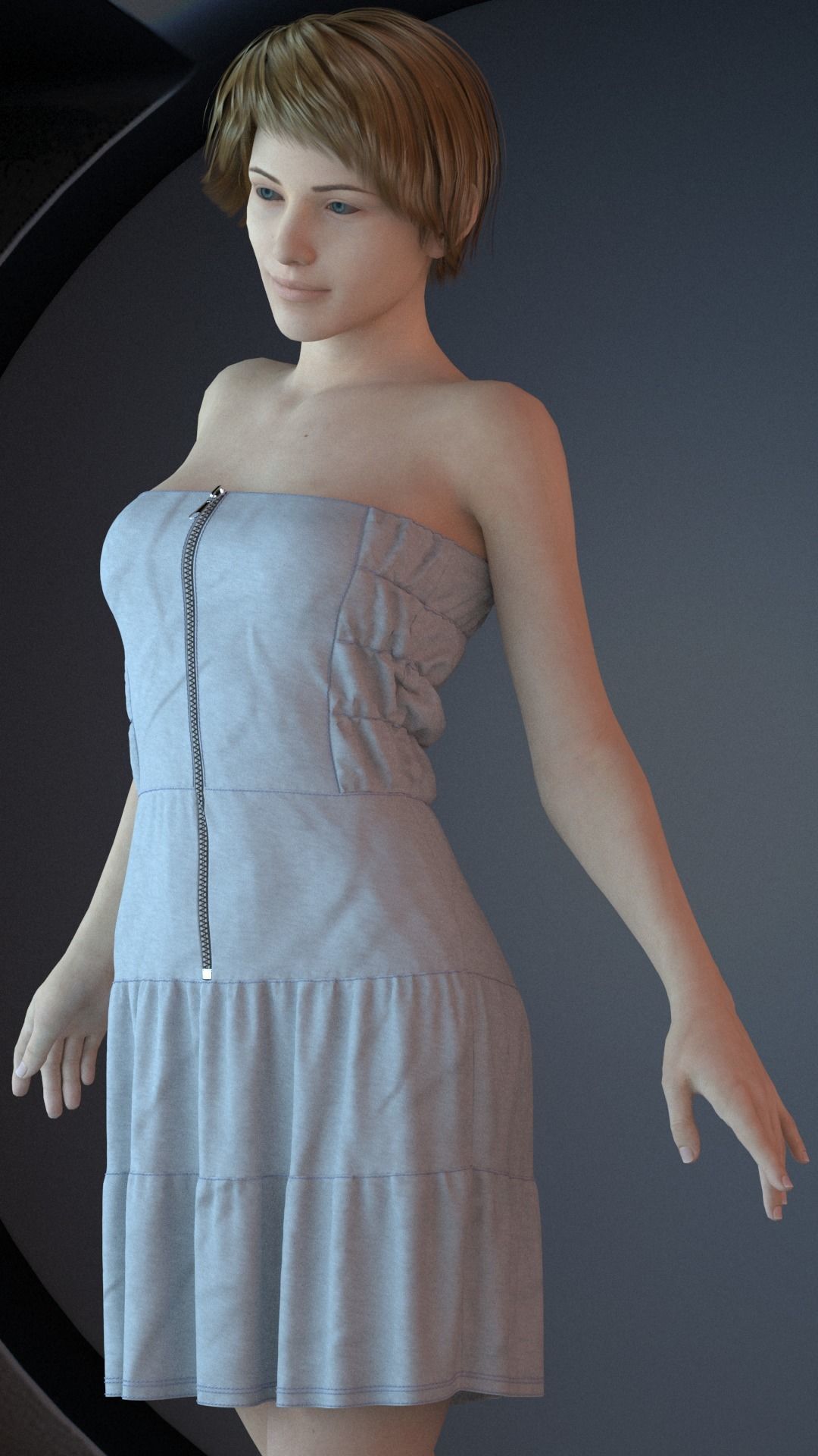 Free Women Casual Dress - 43 Marvelous Designer and Clo3D Free 3D model_1