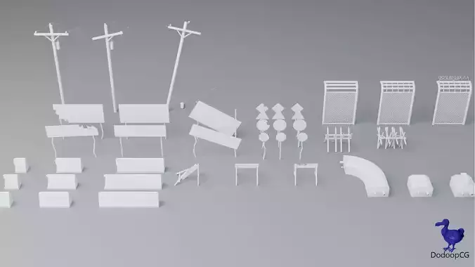 Apocalypse Street Set - Post Apocalyptic 3D Models