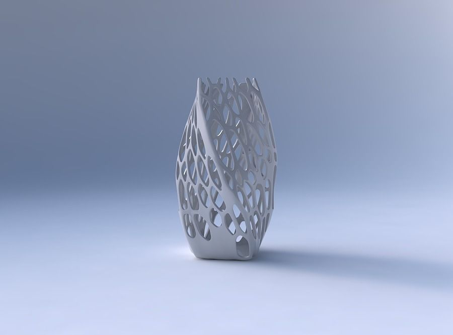 Vase twisted quadratic with cracked organic lattice 2 3D print model_4