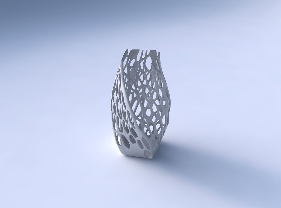 Vase twisted quadratic with cracked organic lattice 2 3D print model_3