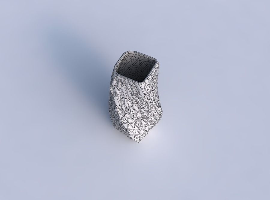 Vase twisted quadratic with crystal dents 3D print model_6