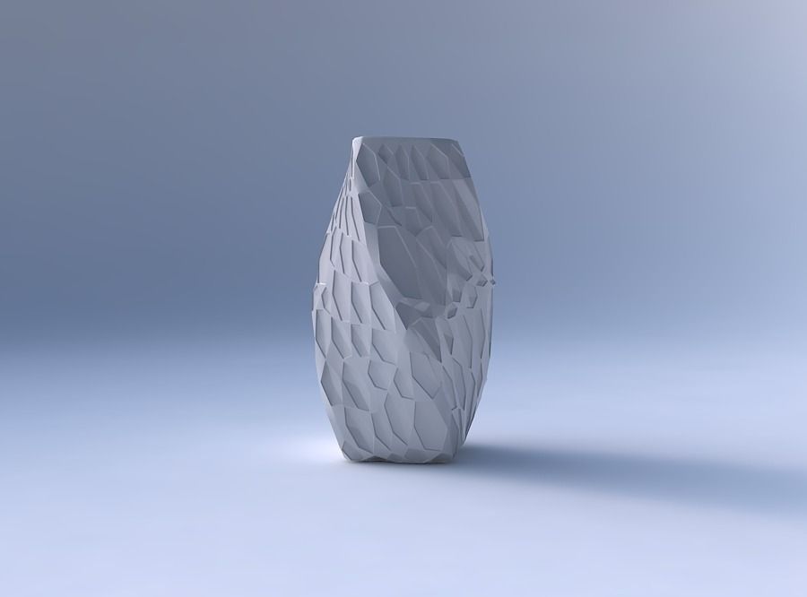 Vase twisted quadratic with crystal dents 3D print model_4