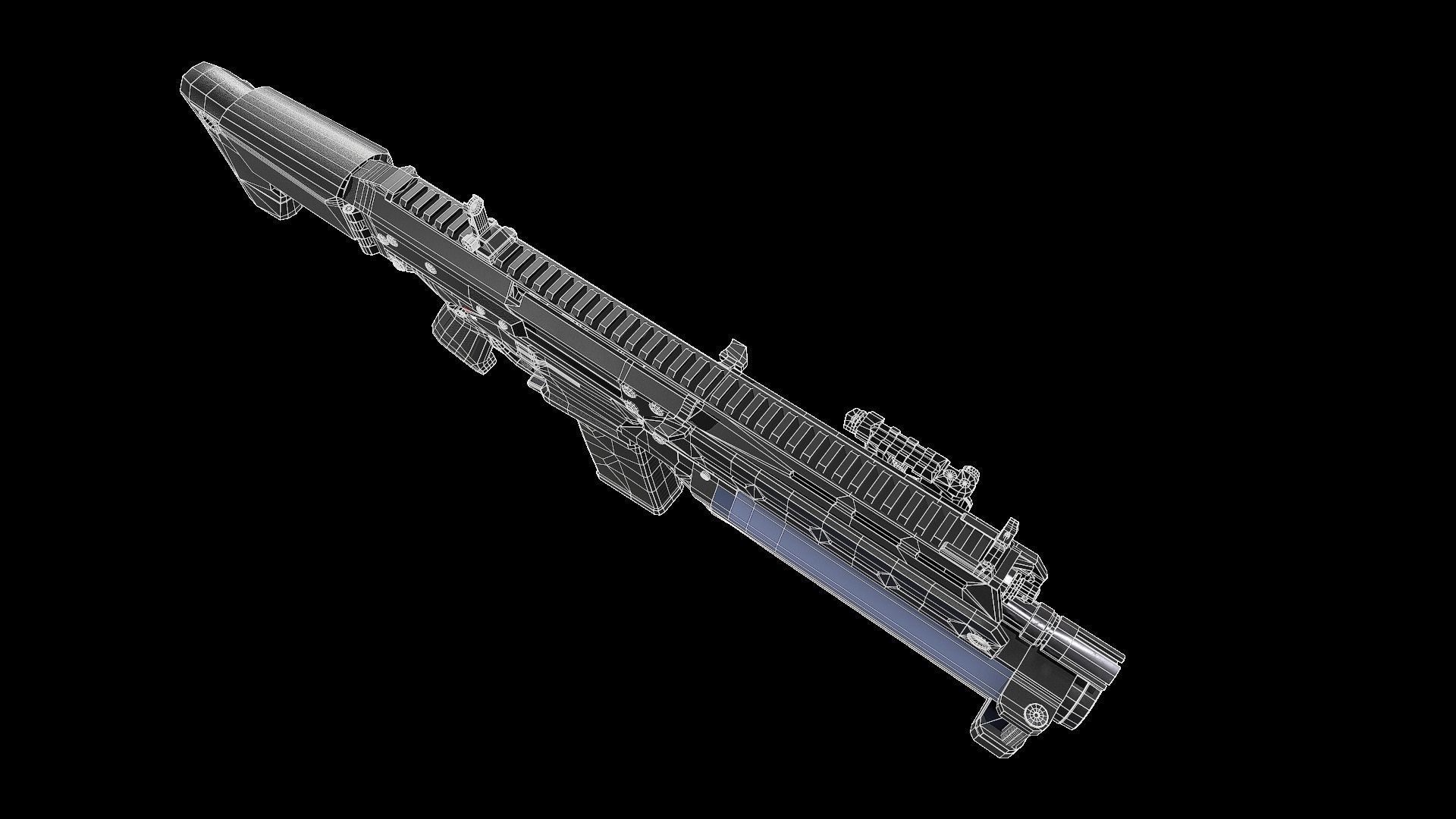 FB MSBS Grot assault rifle with different set of attachments Low-poly 3D model_15