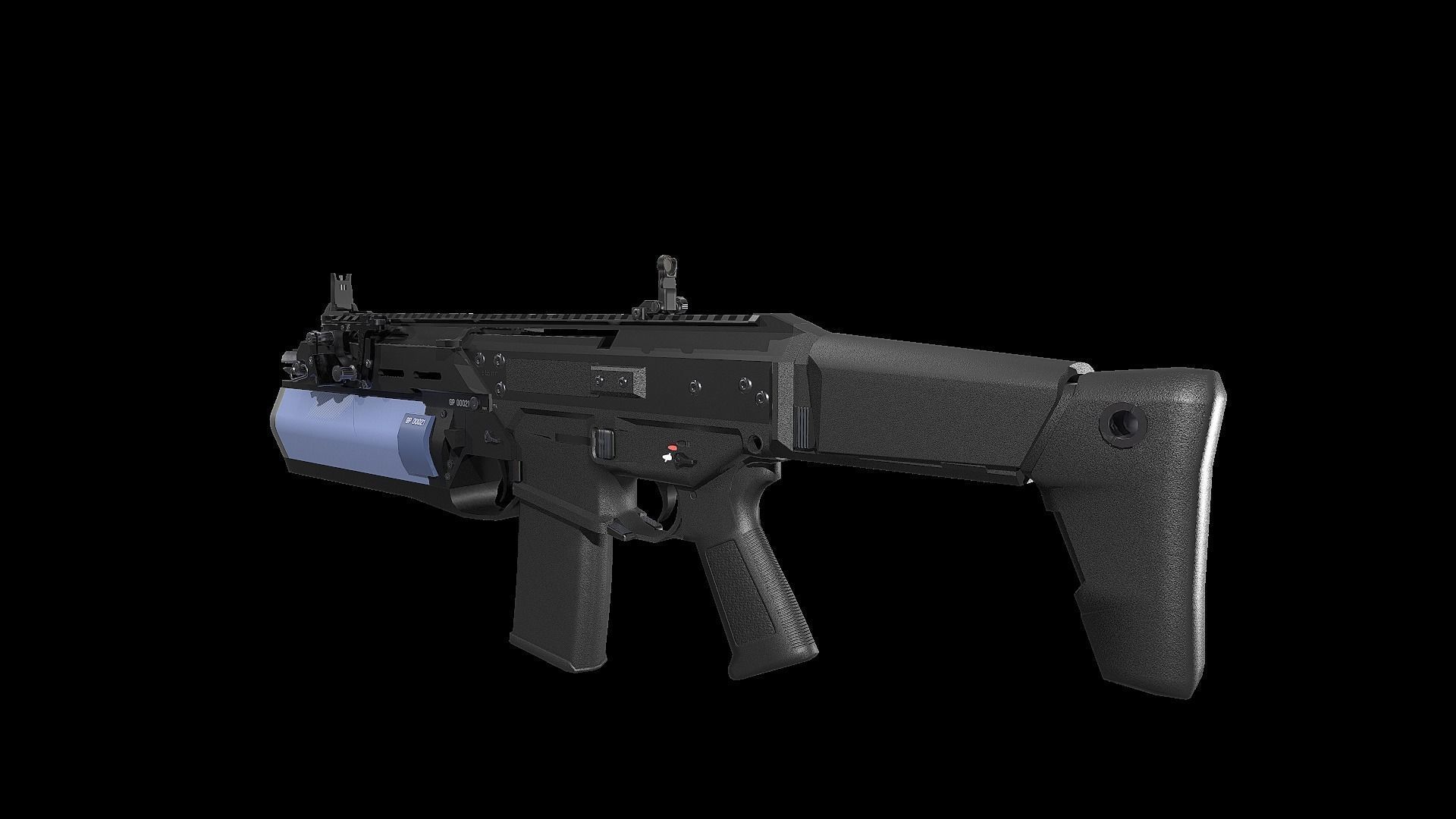 FB MSBS Grot assault rifle with different set of attachments Low-poly 3D model_3