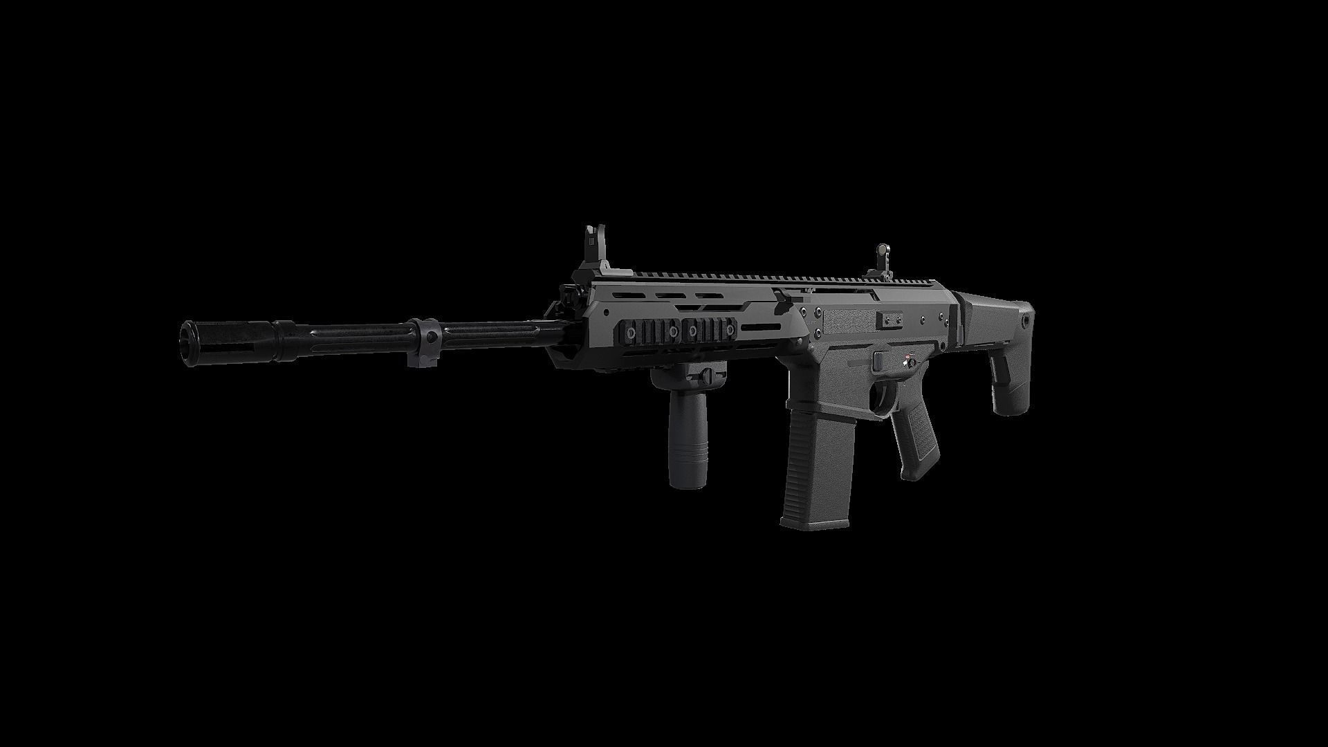 FB MSBS Grot assault rifle with different set of attachments Low-poly 3D model_6