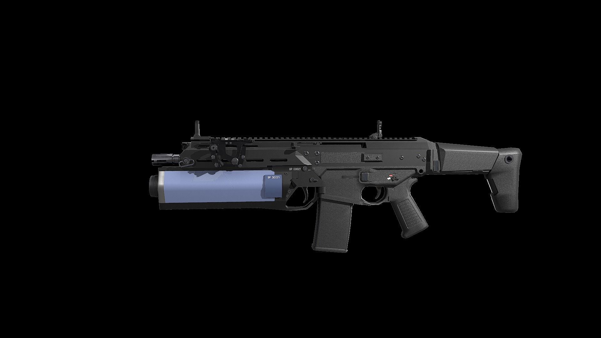 FB MSBS Grot assault rifle with different set of attachments Low-poly 3D model_1