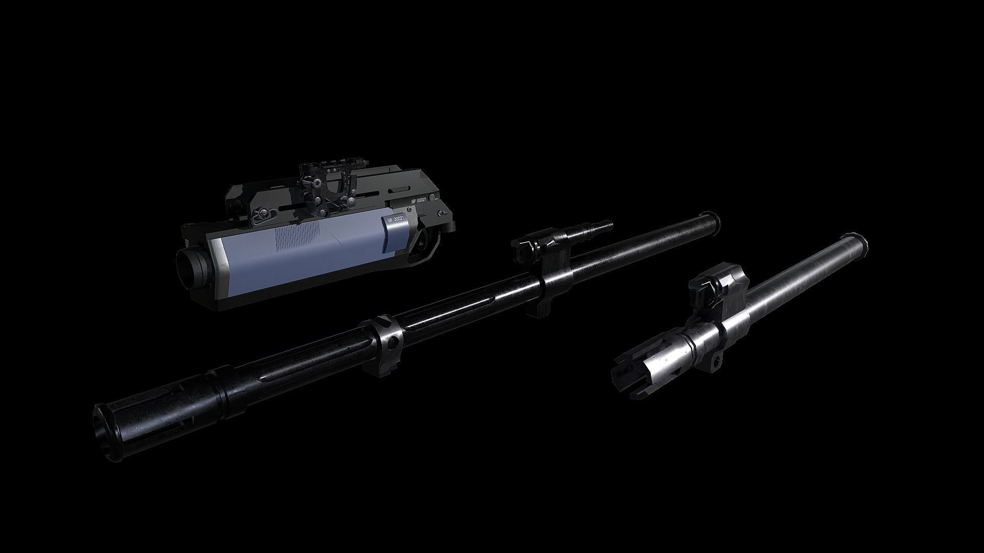 FB MSBS Grot assault rifle with different set of attachments Low-poly 3D model_10