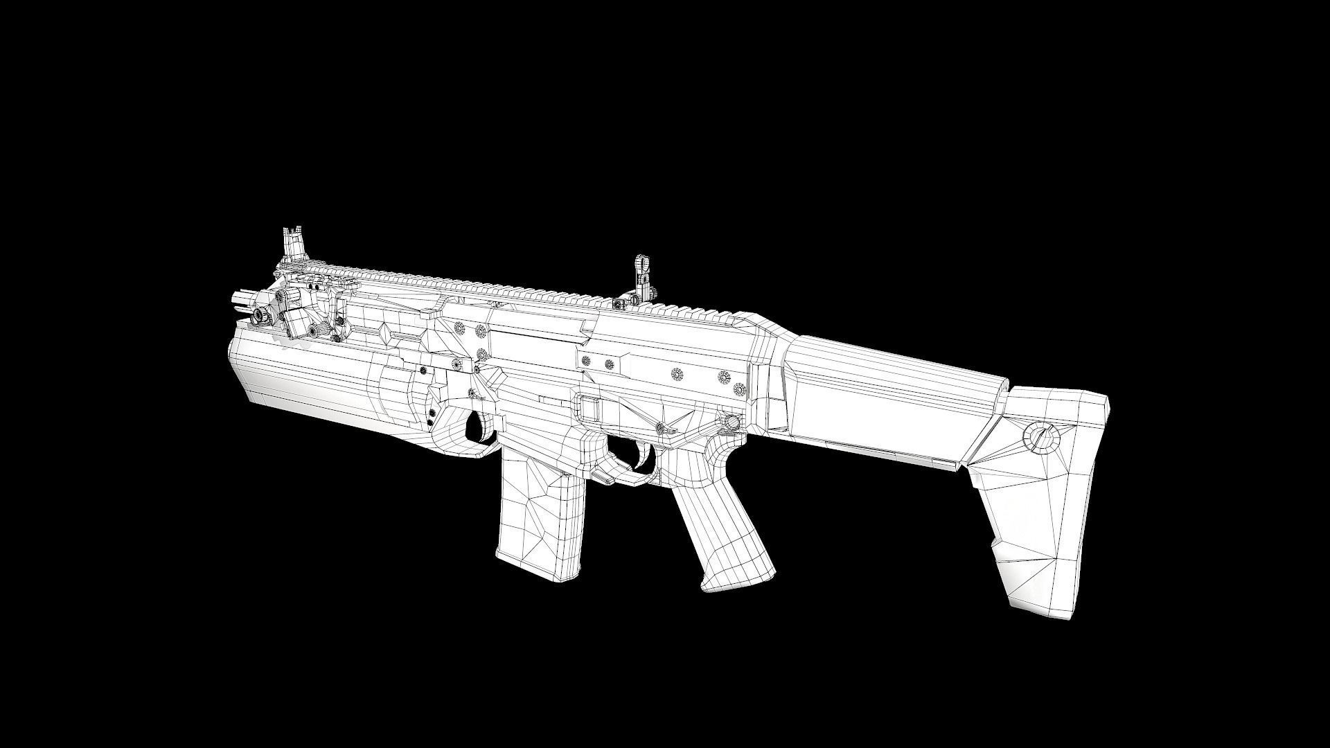 FB MSBS Grot assault rifle with different set of attachments Low-poly 3D model_32