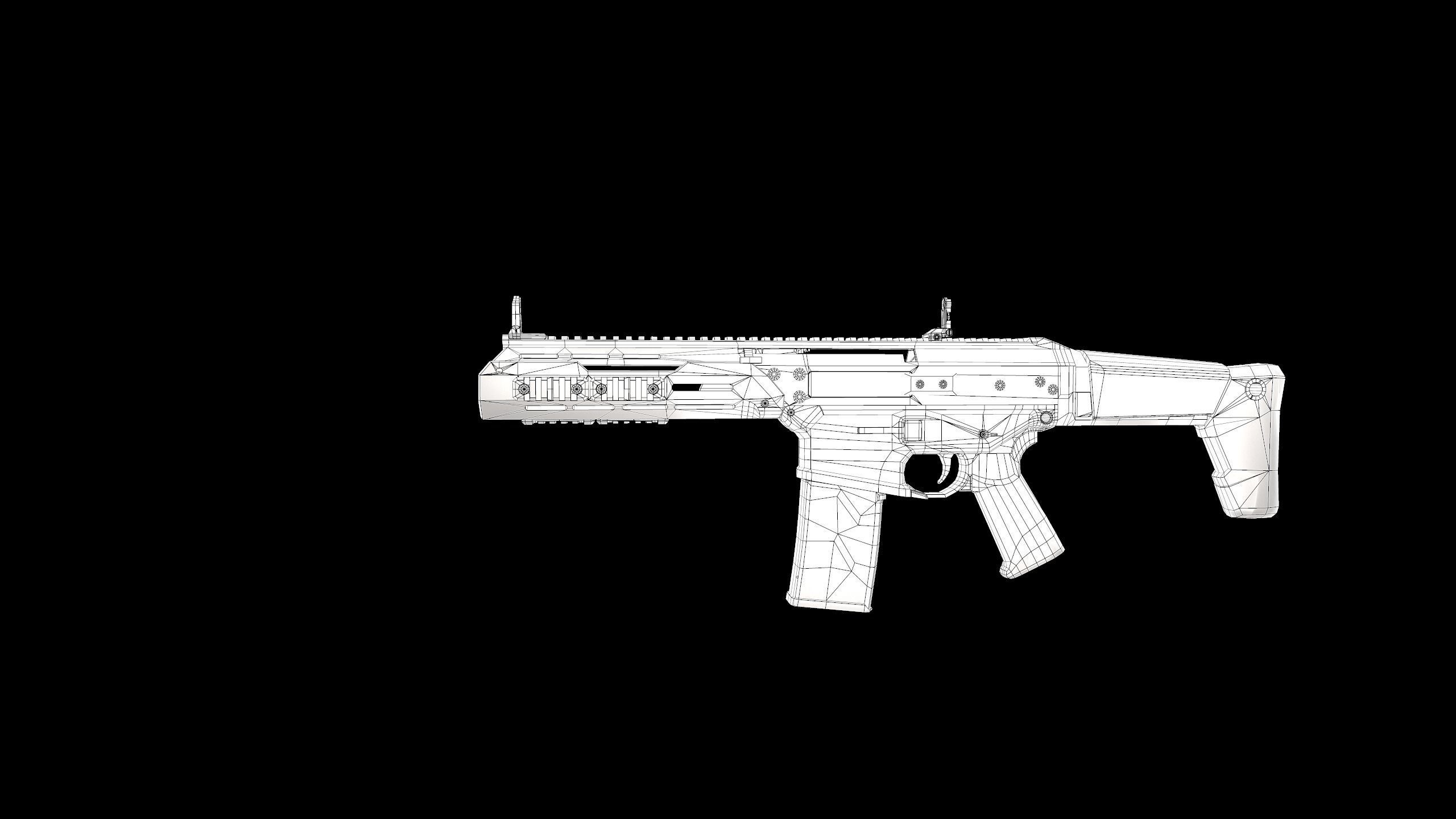 FB MSBS Grot assault rifle with different set of attachments Low-poly 3D model_22