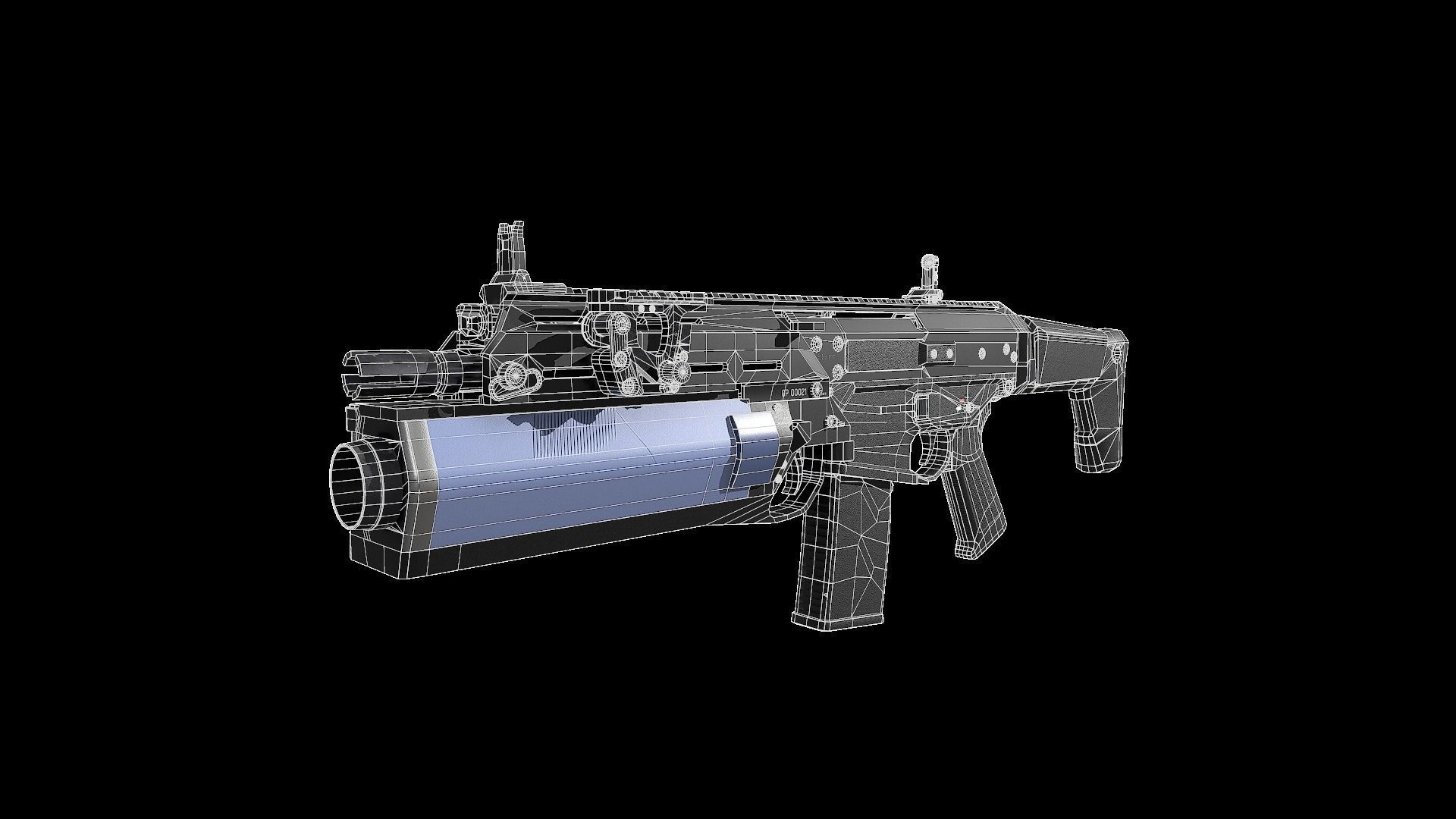 FB MSBS Grot assault rifle with different set of attachments Low-poly 3D model_16