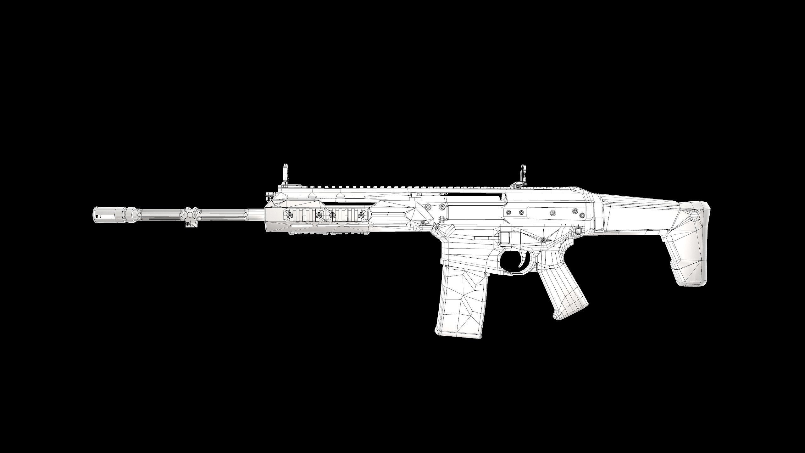 FB MSBS Grot assault rifle with different set of attachments Low-poly 3D model_25