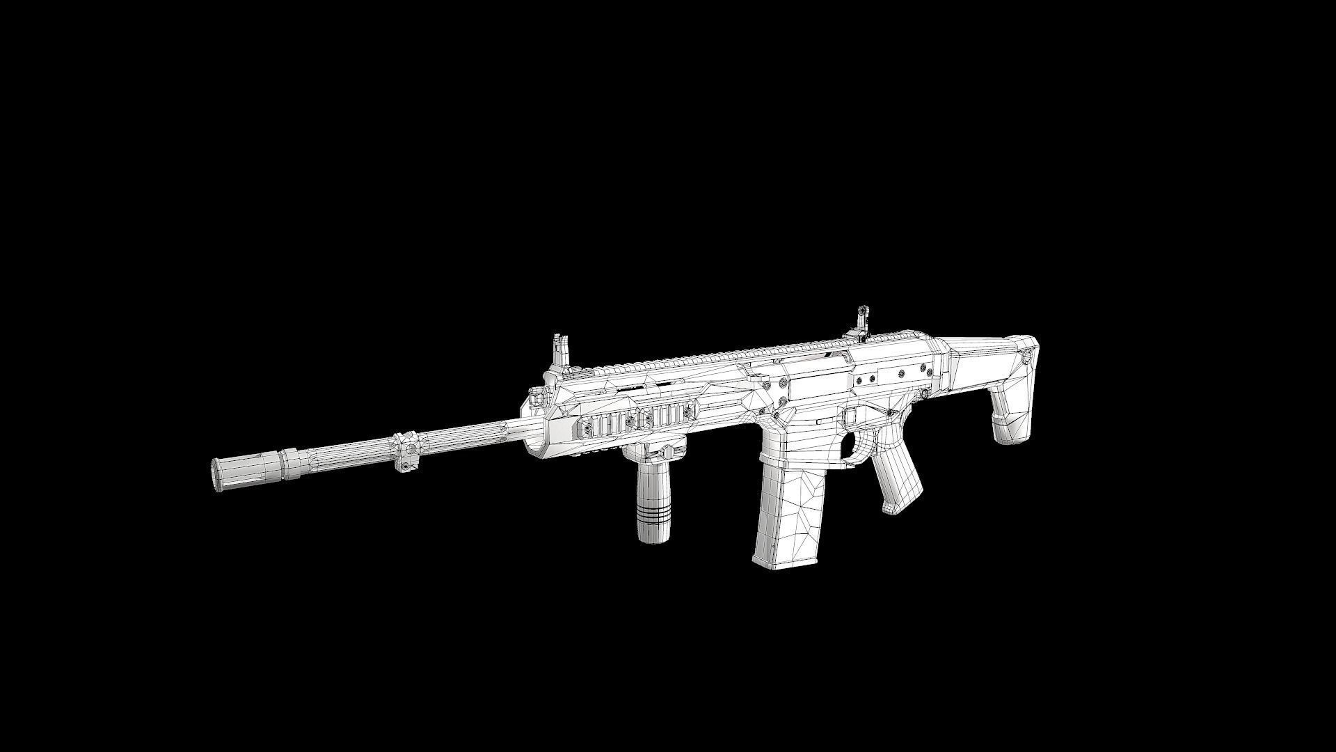 FB MSBS Grot assault rifle with different set of attachments Low-poly 3D model_29