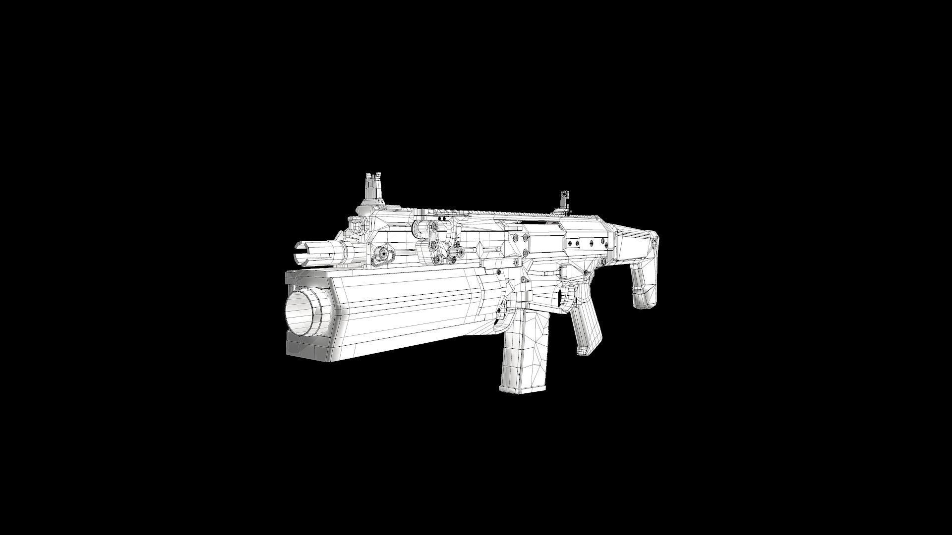 FB MSBS Grot assault rifle with different set of attachments Low-poly 3D model_30