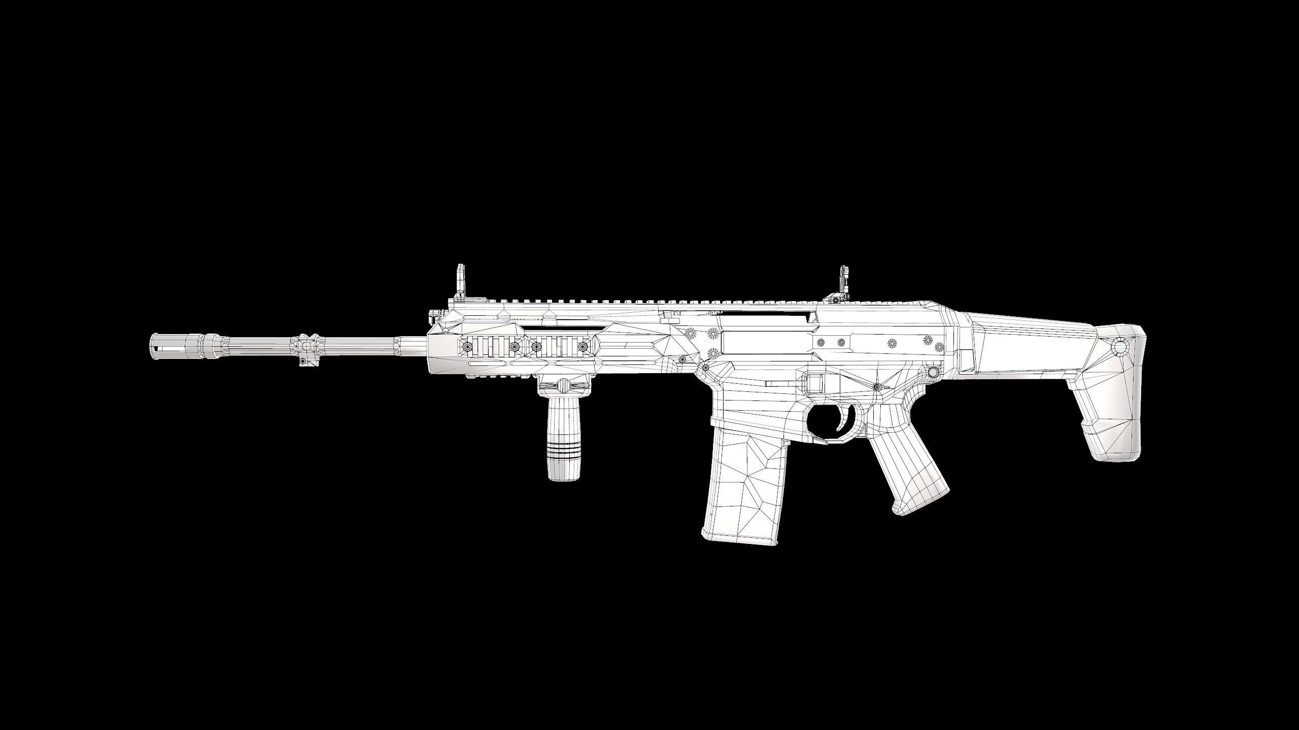 FB MSBS Grot assault rifle with different set of attachments Low-poly 3D model_26