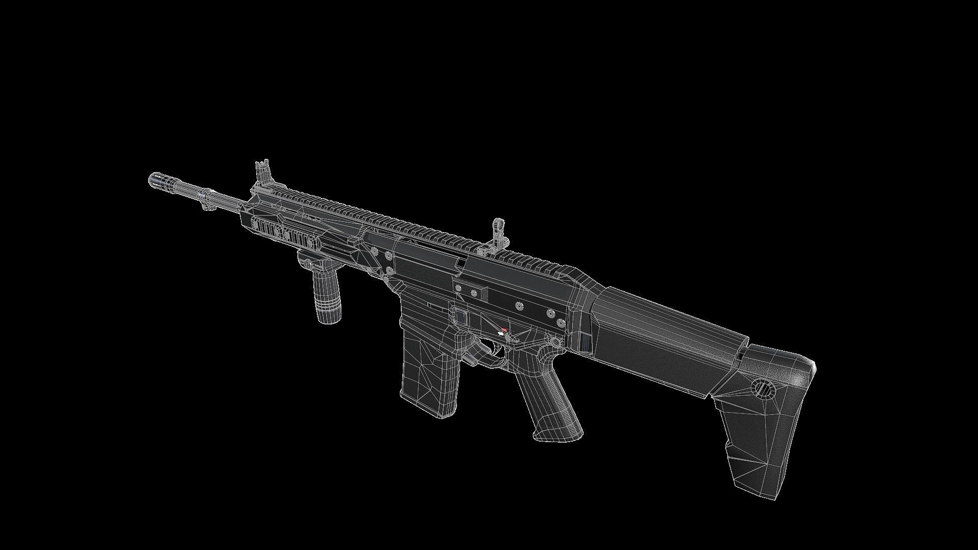 FB MSBS Grot assault rifle with different set of attachments Low-poly 3D model_11