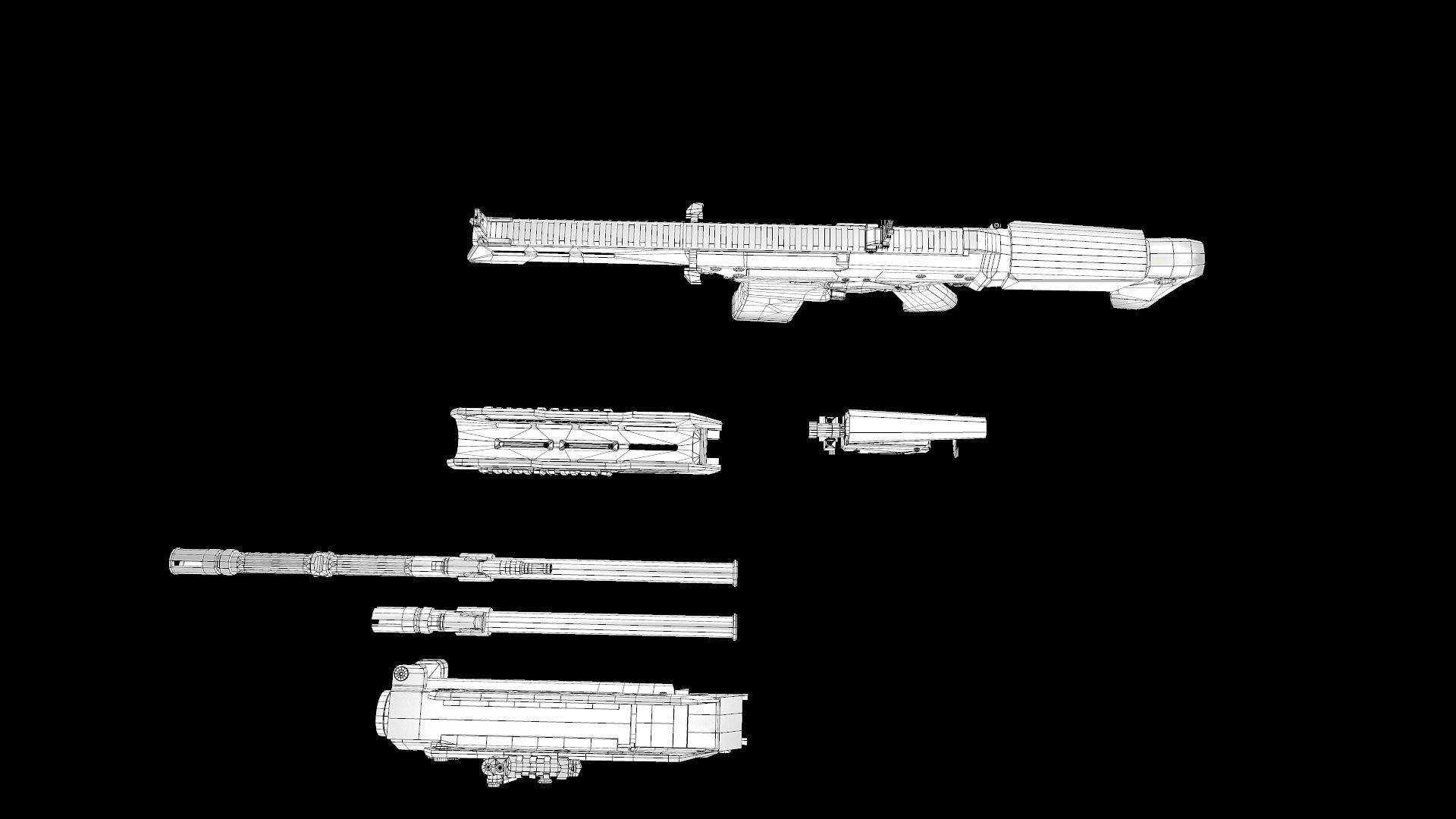FB MSBS Grot assault rifle with different set of attachments Low-poly 3D model_37