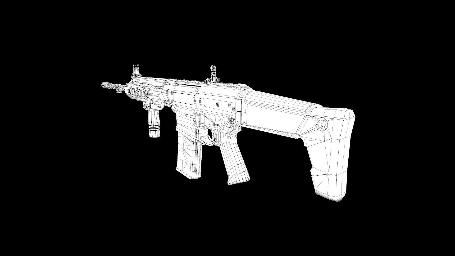 FB MSBS Grot assault rifle with different set of attachments Low-poly 3D model_28