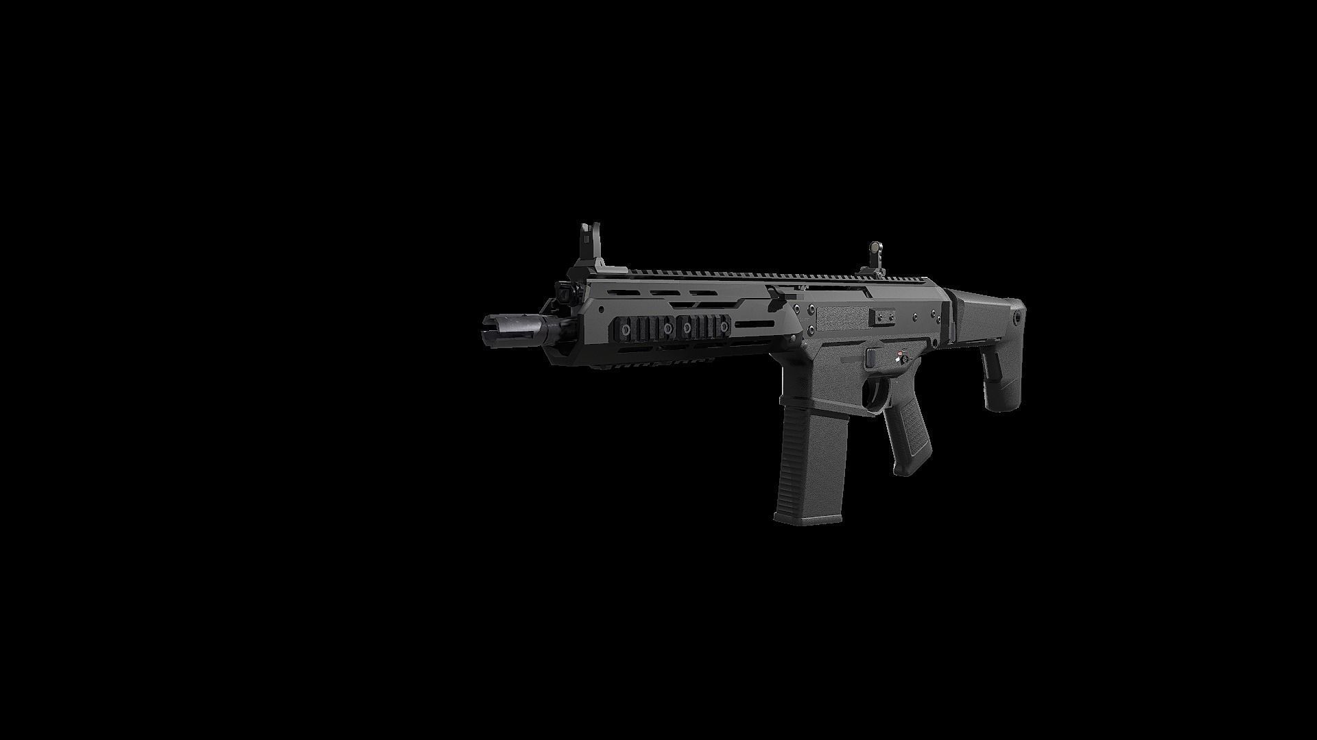 FB MSBS Grot assault rifle with different set of attachments Low-poly 3D model_4