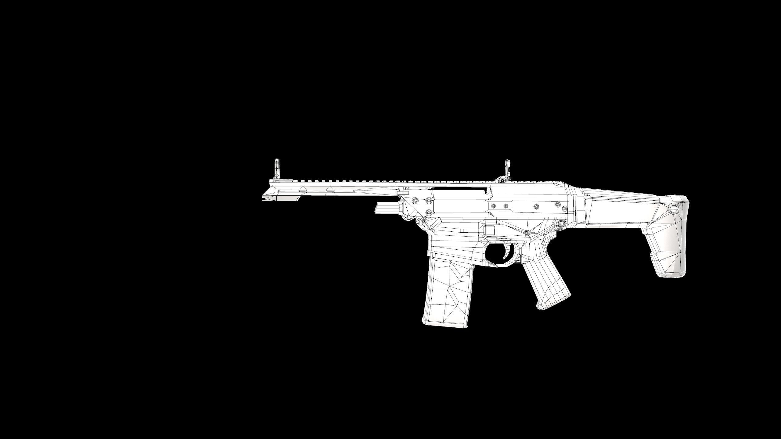 FB MSBS Grot assault rifle with different set of attachments Low-poly 3D model_21