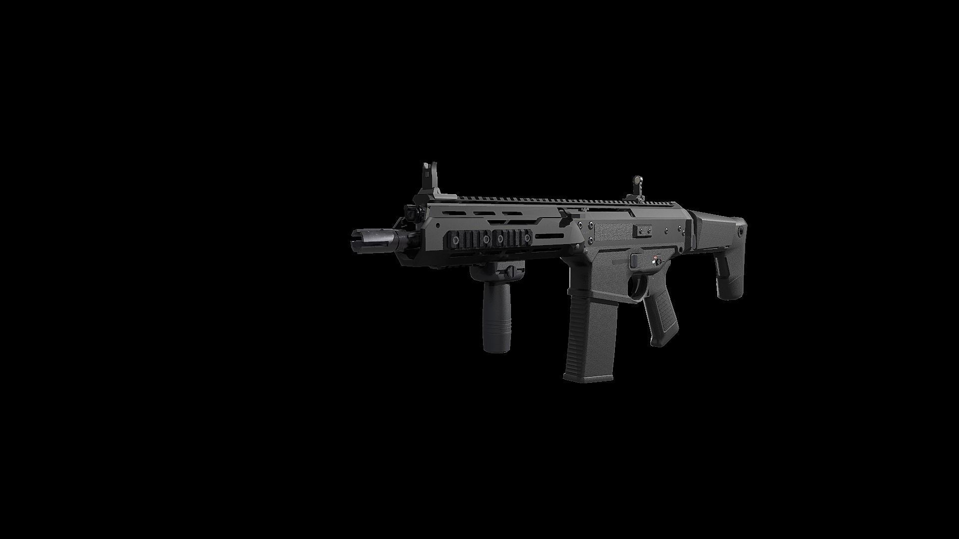 FB MSBS Grot assault rifle with different set of attachments Low-poly 3D model_5