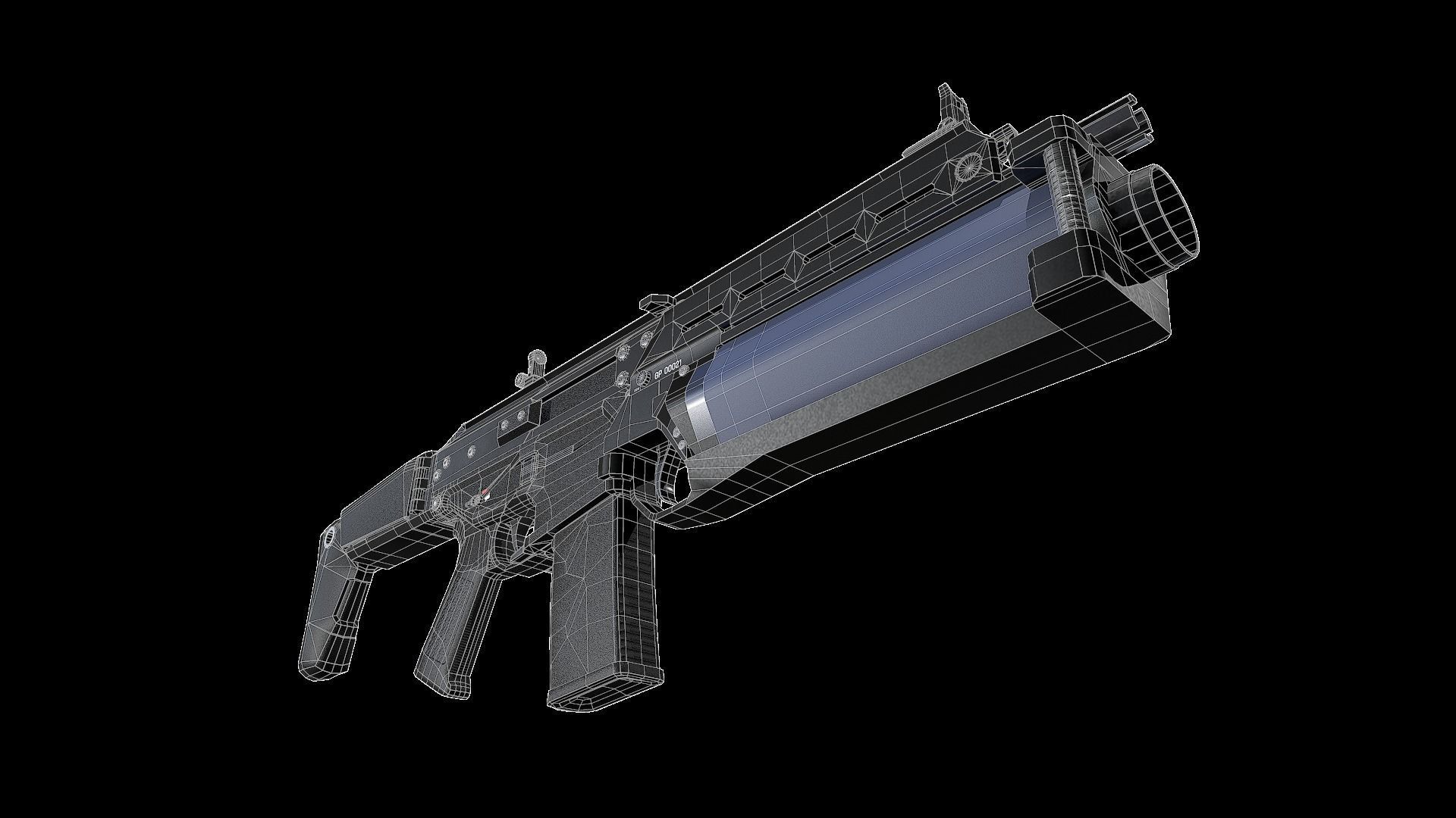 FB MSBS Grot assault rifle with different set of attachments Low-poly 3D model_14