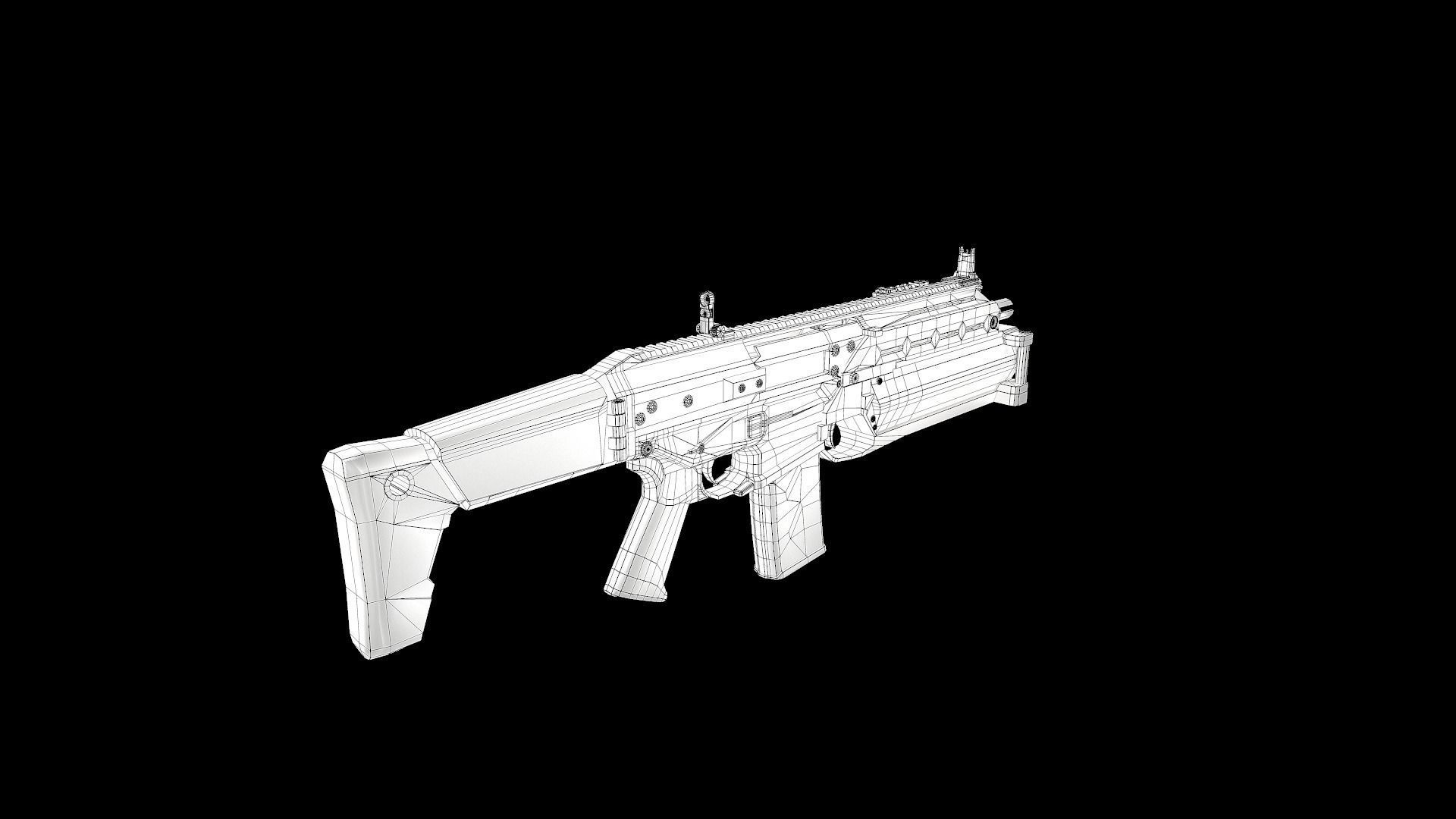 FB MSBS Grot assault rifle with different set of attachments Low-poly 3D model_31