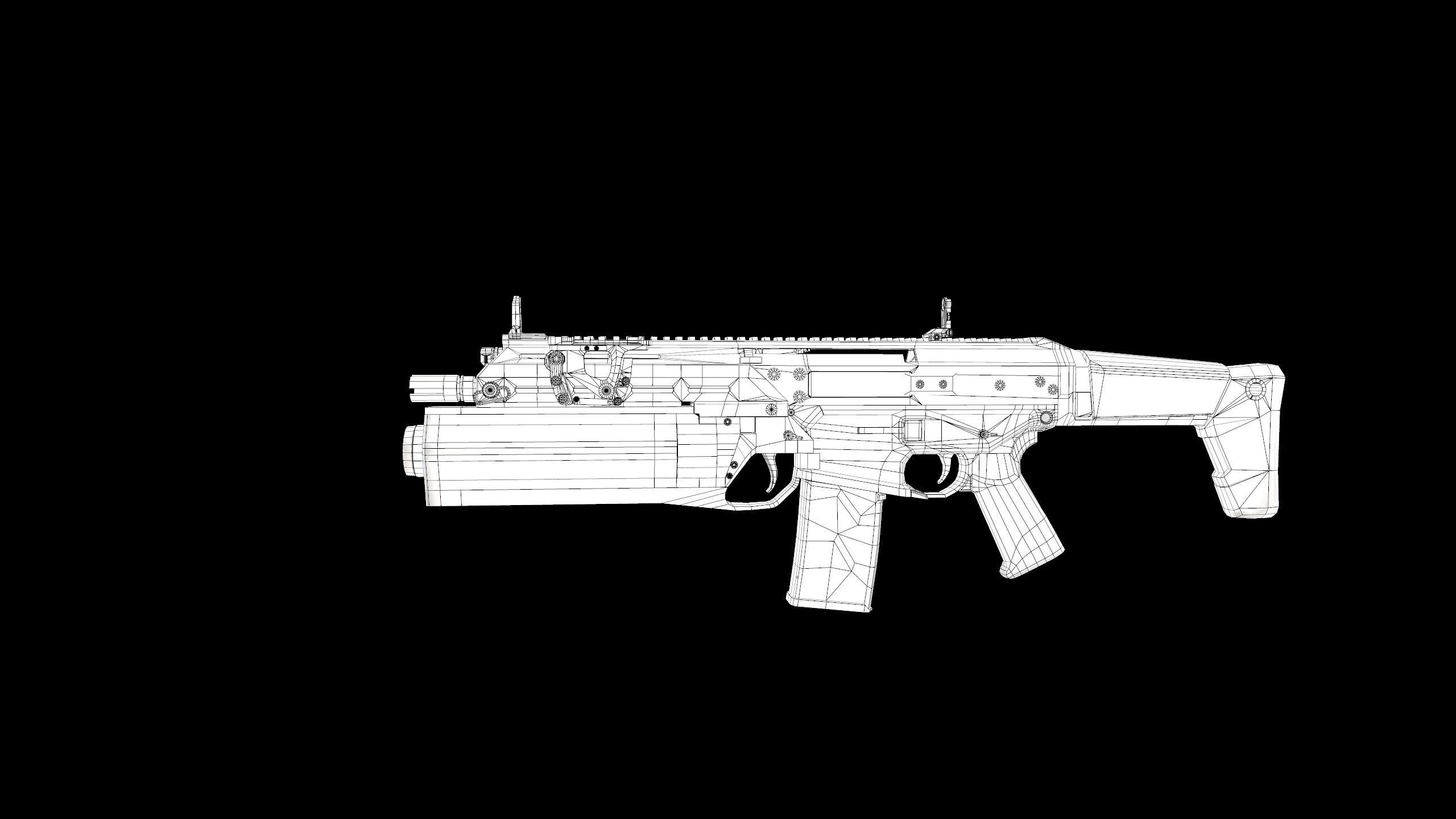 FB MSBS Grot assault rifle with different set of attachments Low-poly 3D model_23