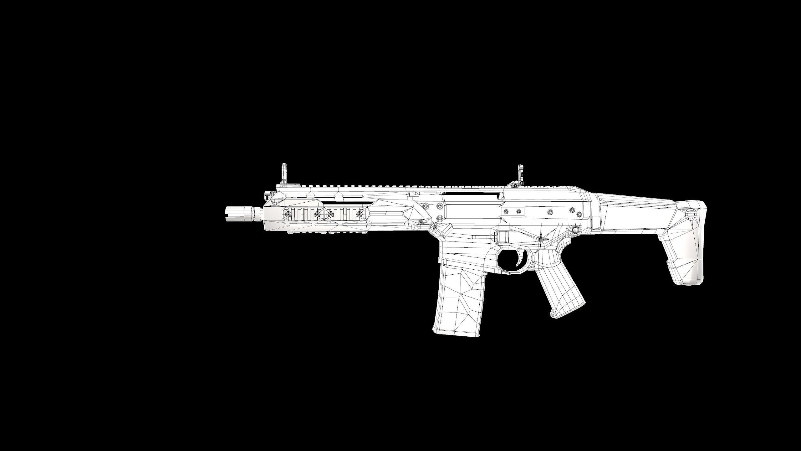 FB MSBS Grot assault rifle with different set of attachments Low-poly 3D model_24