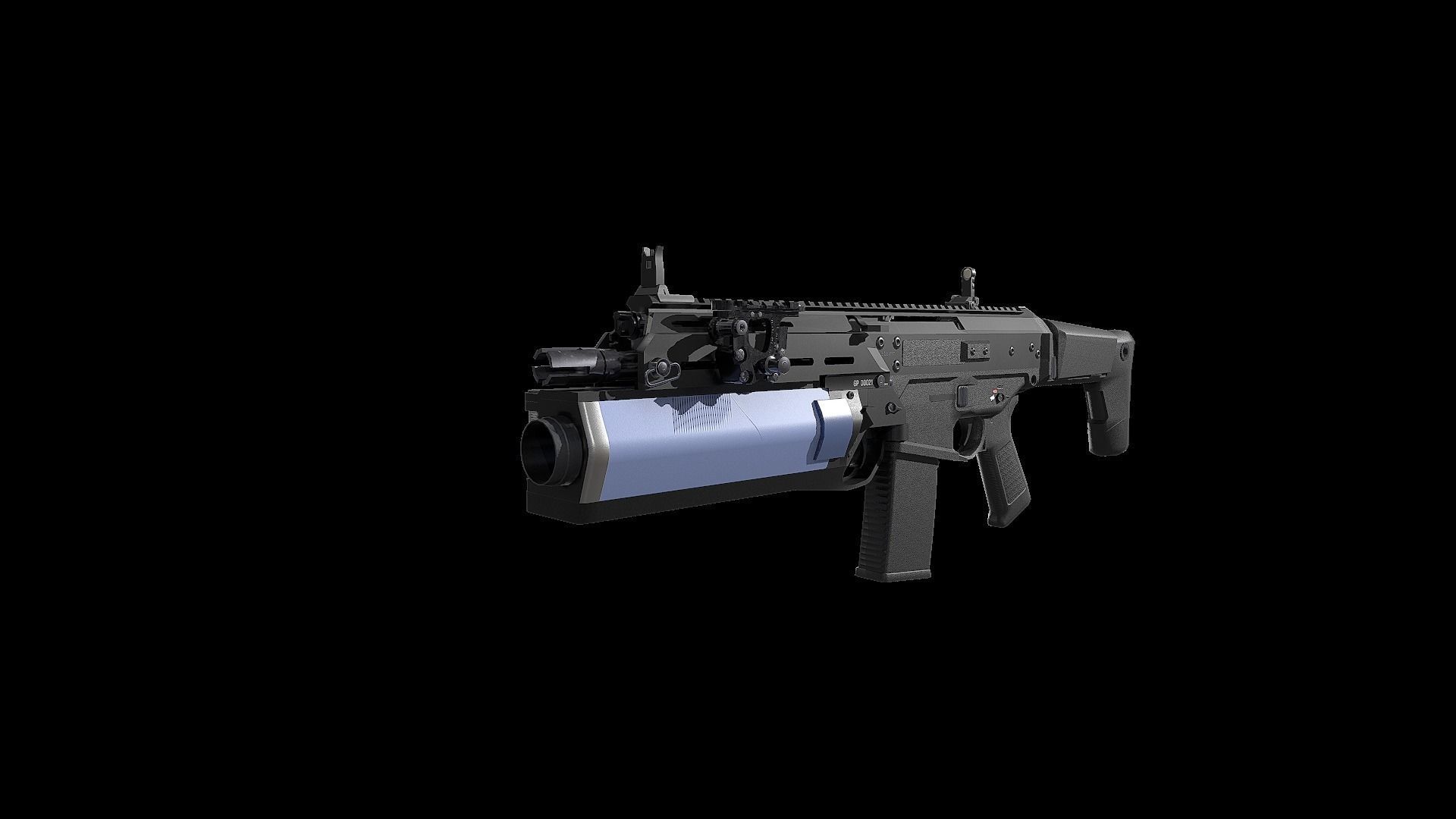 FB MSBS Grot assault rifle with different set of attachments Low-poly 3D model_2