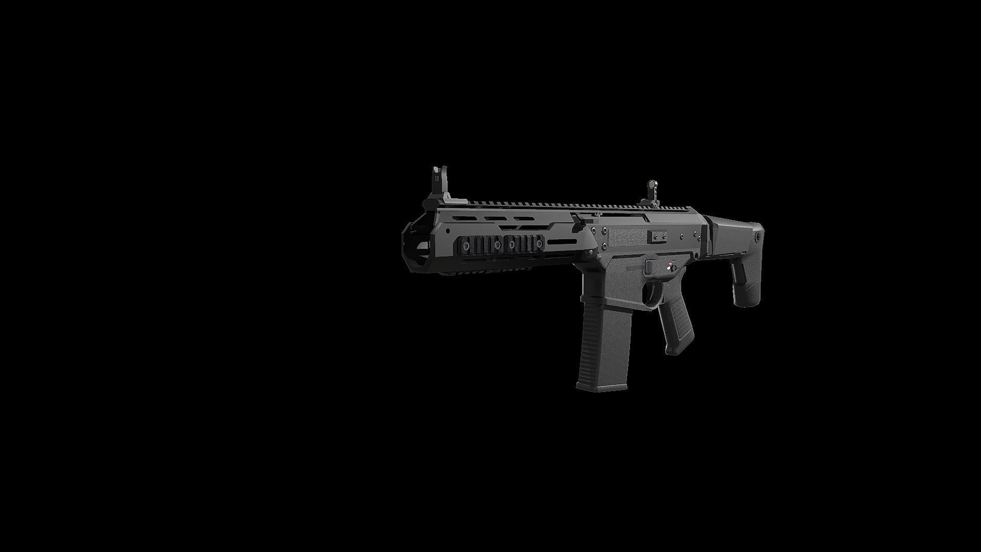 FB MSBS Grot assault rifle with different set of attachments Low-poly 3D model_19