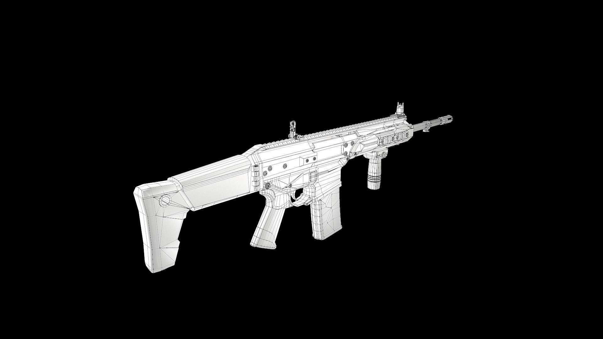 FB MSBS Grot assault rifle with different set of attachments Low-poly 3D model_27