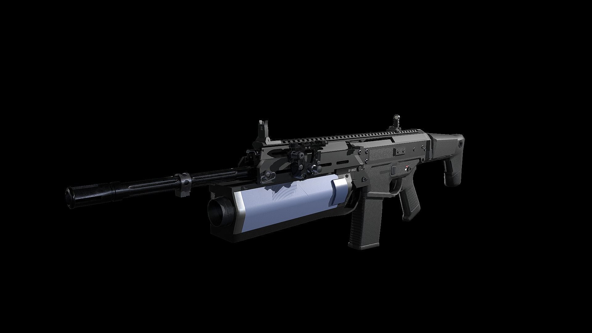 FB MSBS Grot assault rifle with different set of attachments Low-poly 3D model_8