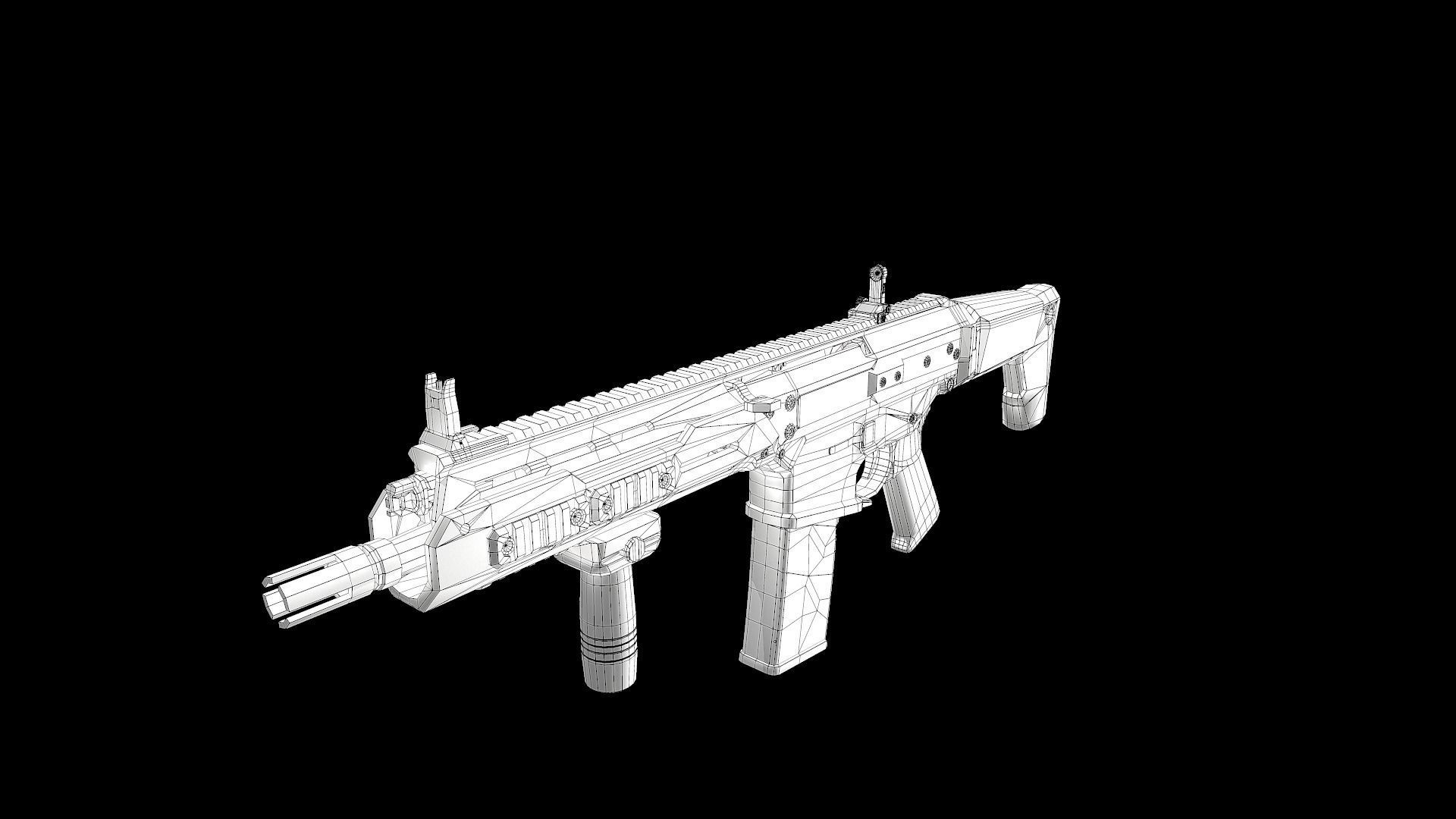 FB MSBS Grot assault rifle with different set of attachments Low-poly 3D model_34