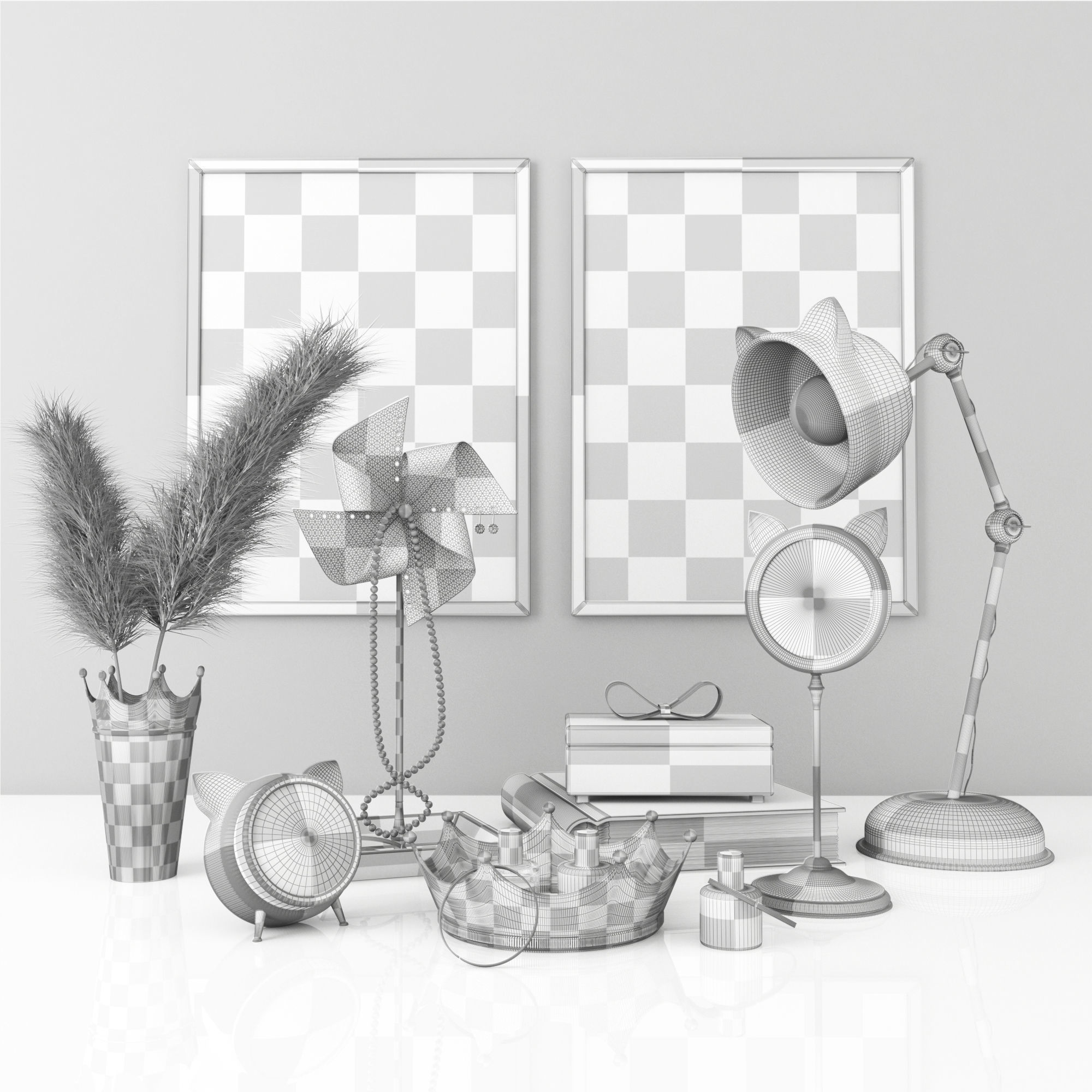 POTTERY BARN CAT decorative set 3D model_3