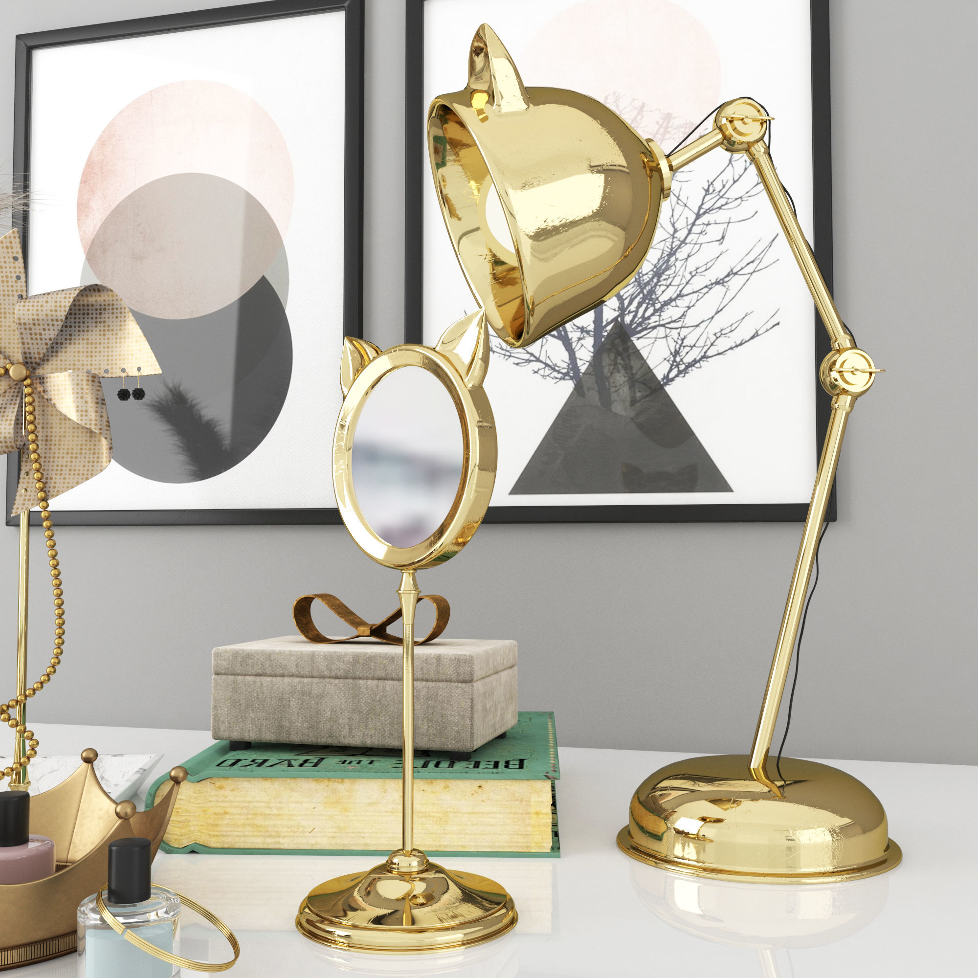 POTTERY BARN CAT decorative set 3D model_2